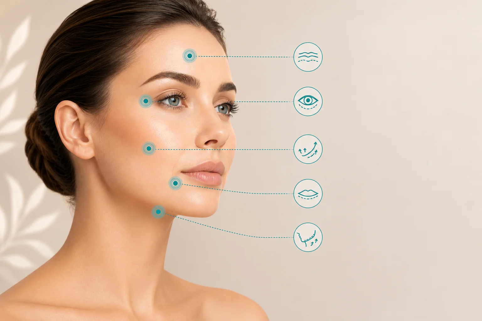 Anti-wrinkle treatment points mapped on face — aesthetic consultation at Shockwave Revibe Clinic