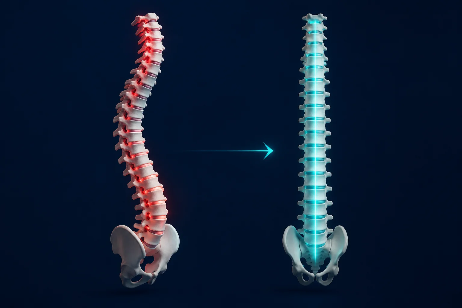 Before and after spine alignment — chiropractic treatment at Shockwave Revibe Clinic